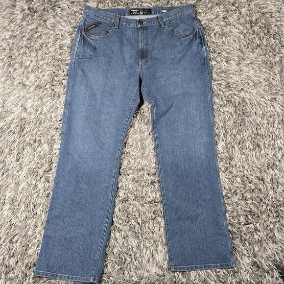 Ariat Other - Ariat Rebar M4 Jeans Mens 38x34 Blue Relaxed Fit Bootcut Work Denim Jeans